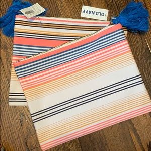 Matching striped makeup bags